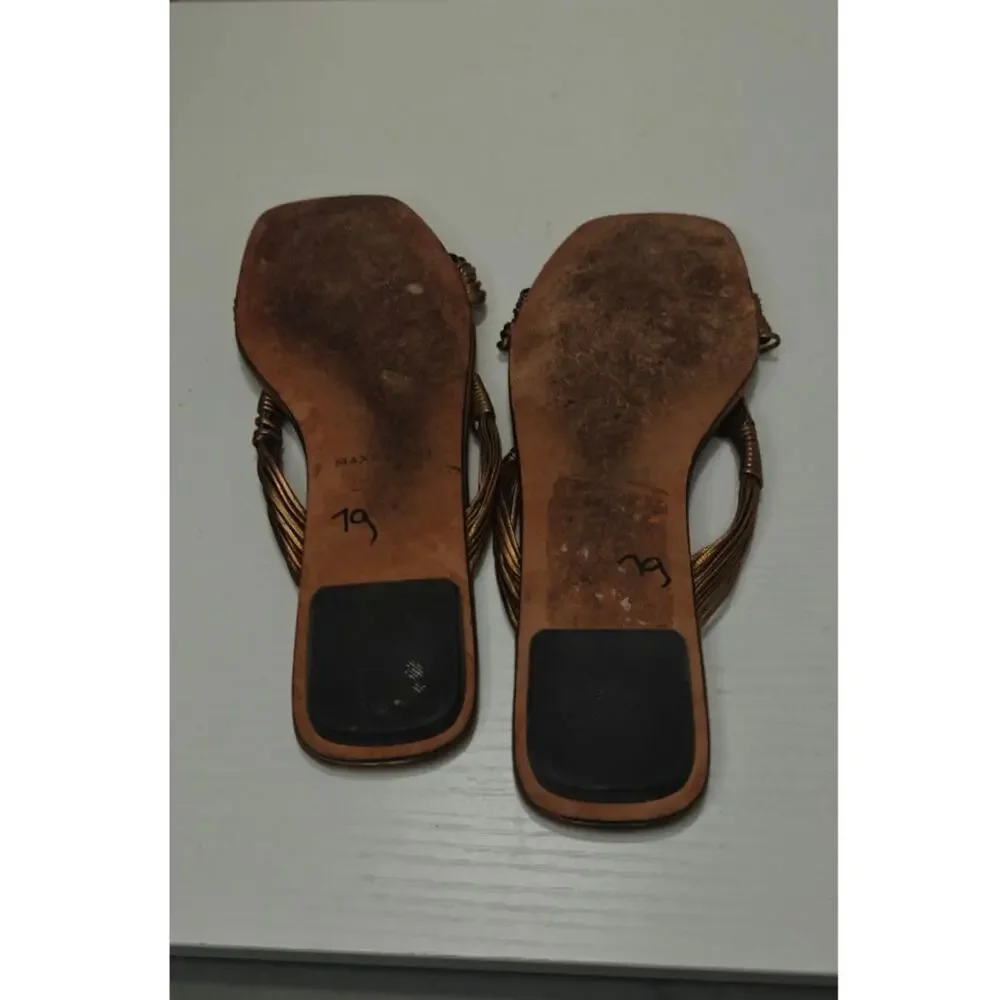 Gold leather slip on sandals by Maxstudio sz 6.5